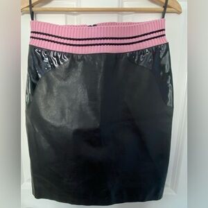 Vintage Miu Miu SS 2000 black leather varsity midi skirt with tags🎟️